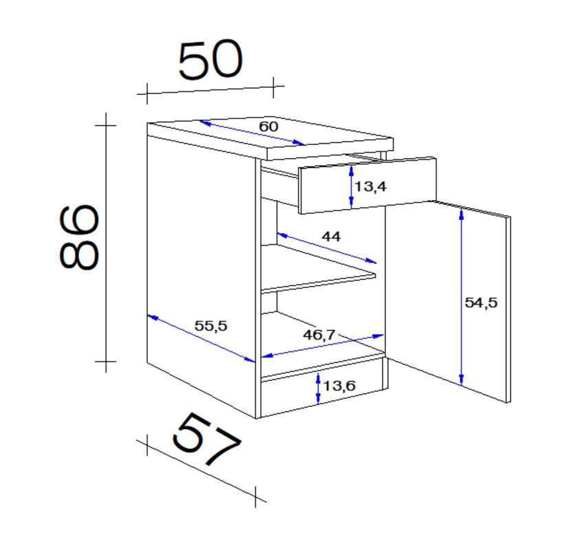 Unterschrank Valero Weiß/Braun 50 x 86 x 60 cm