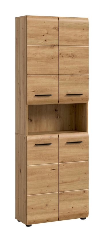 Hochschrank Bad Ice 185 x 60 x 30 cm Kunststoff melaminbeschichtet Artisan Oak/Schwarz