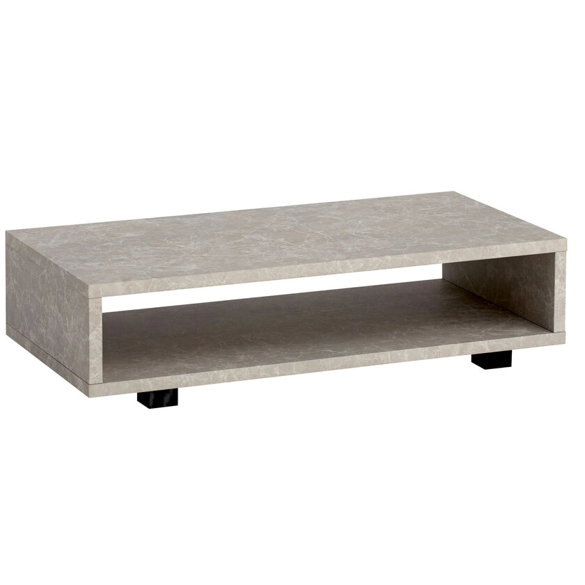 Couchtisch 100 x 50 x 25 cm Sandfarben/Eiche Dekor Braun