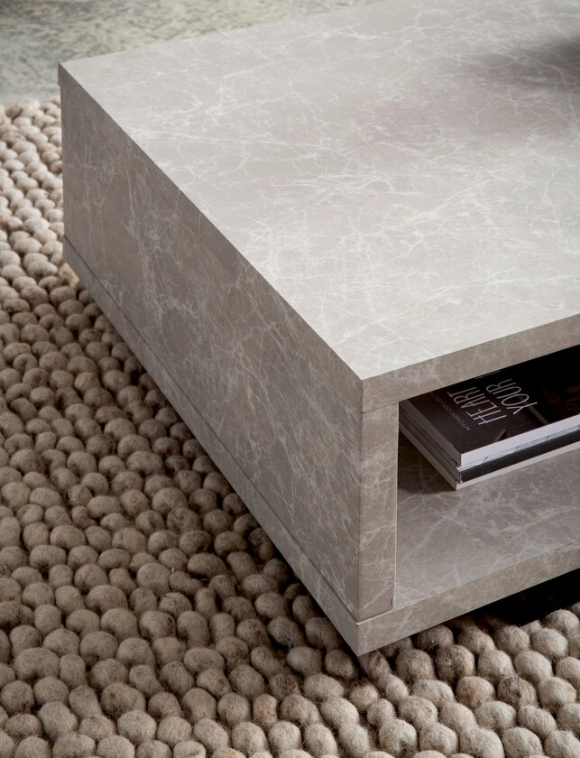 Couchtisch 100 x 50 x 25 cm Sandfarben/Eiche Dekor Braun