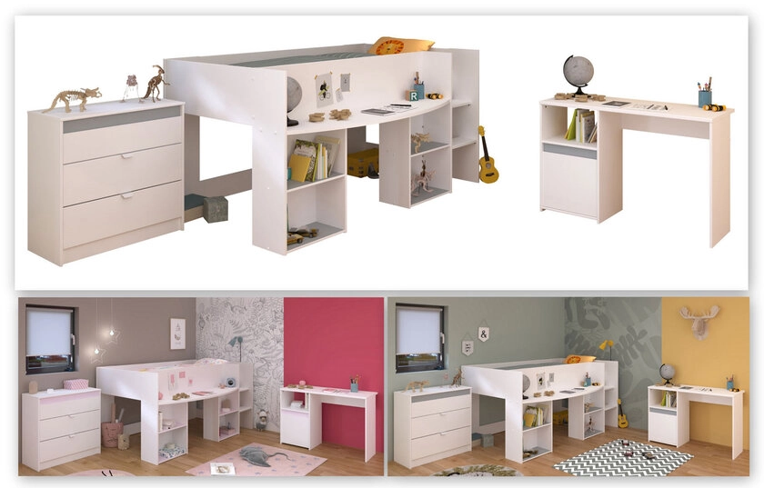 Parisot Kinderzimmer Pirouette 15 weiß / grau / rosa
