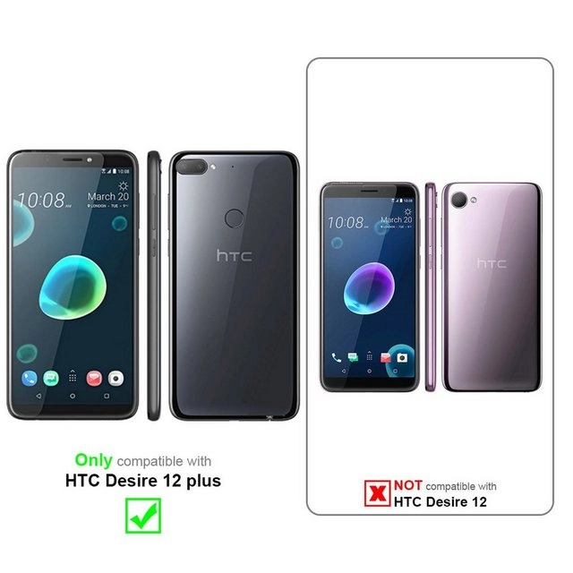 Cadorabo Panzer Folie für HTC Desire 12 PLUS Schutzfolie in KRISTALL KLAR Gehärtetes (Tempered) Display-Schutzglas in 9H Härte mit 3D Touch Kompatibilität