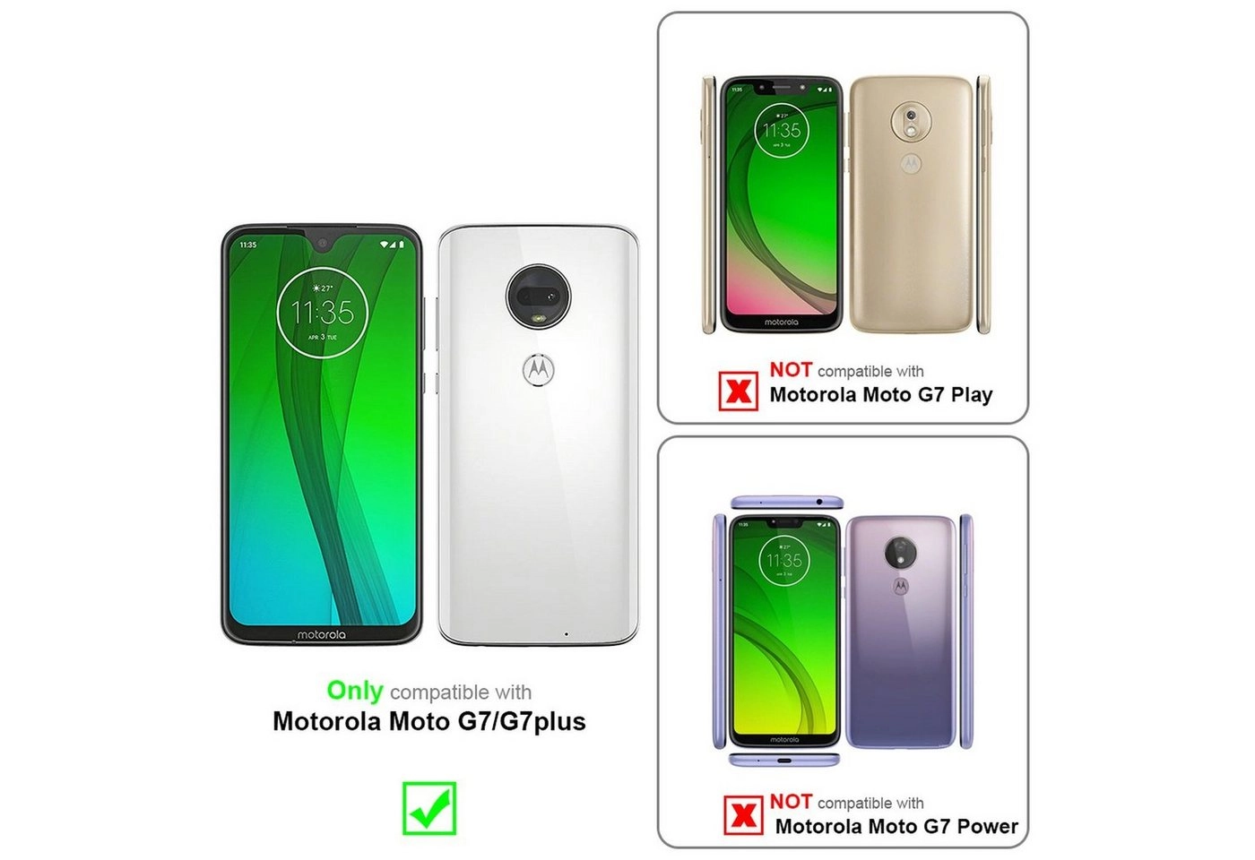 Cadorabo Panzer Folie für Motorola MOTO G7 / G7 PLUS Schutzfolie in KRISTALL KLAR Gehärtetes (Tempered) Display-Schutzglas in 9H Härte mit 3D Touch Kompatibilität