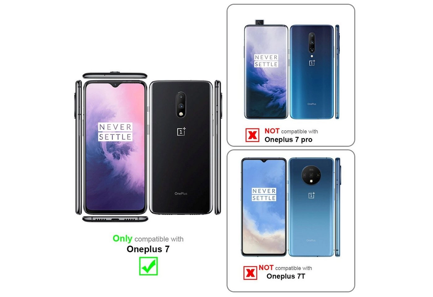 Cadorabo Vollbild Panzer Folie für OnePlus 7 Schutzfolie in TRANSPARENT mit SCHWARZ Gehärtetes (Tempered) Display-Schutzglas in 9H Härte mit 3D Touch Kompatibilität
