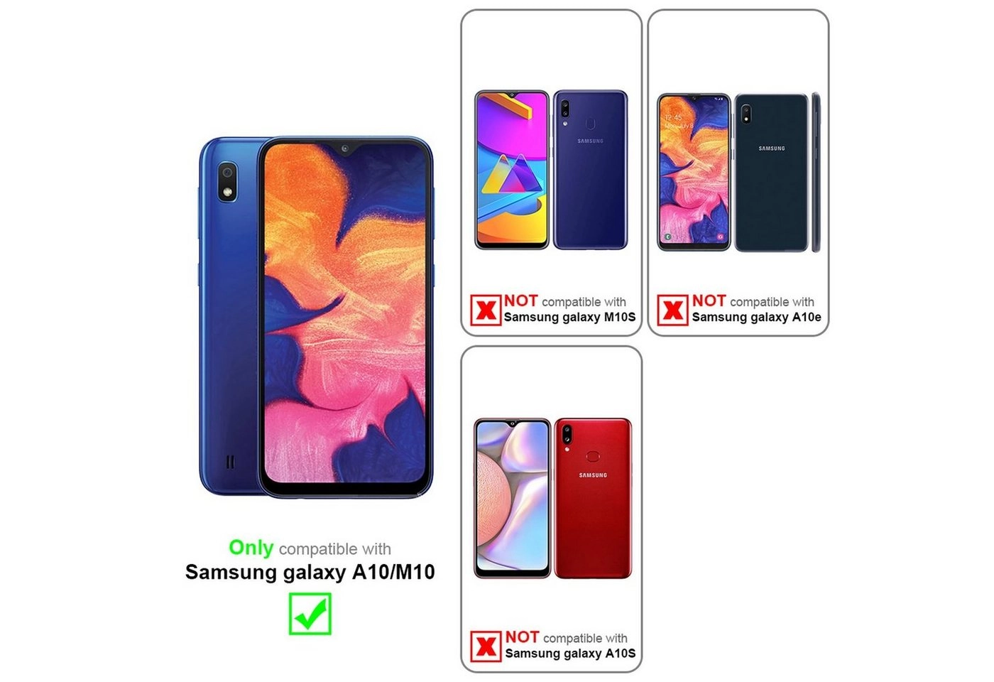 Cadorabo Vollbild Panzer Folie für Samsung Galaxy A10 Schutzfolie in TRANSPARENT mit SCHWARZ Gehärtetes (Tempered) Display-Schutzglas in 9H Härte mit 3D Touch Kompatibilität