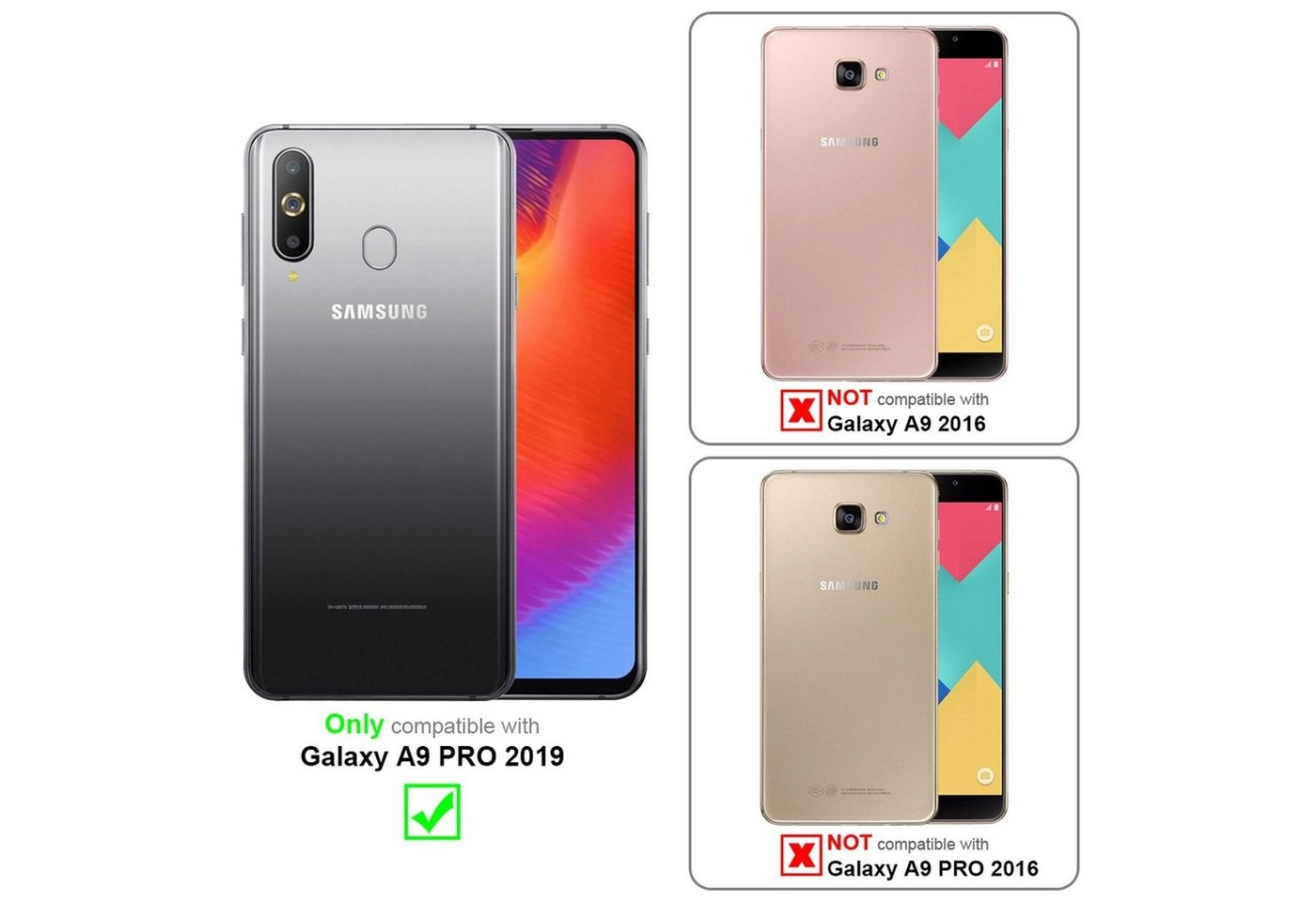 Cadorabo Vollbild Panzer Folie für Samsung Galaxy A9 PRO 2019 Schutzfolie in TRANSPARENT mit SCHWARZ Gehärtetes (Tempered) Display-Schutzglas in 9H Härte mit 3D Touch Kompatibilität