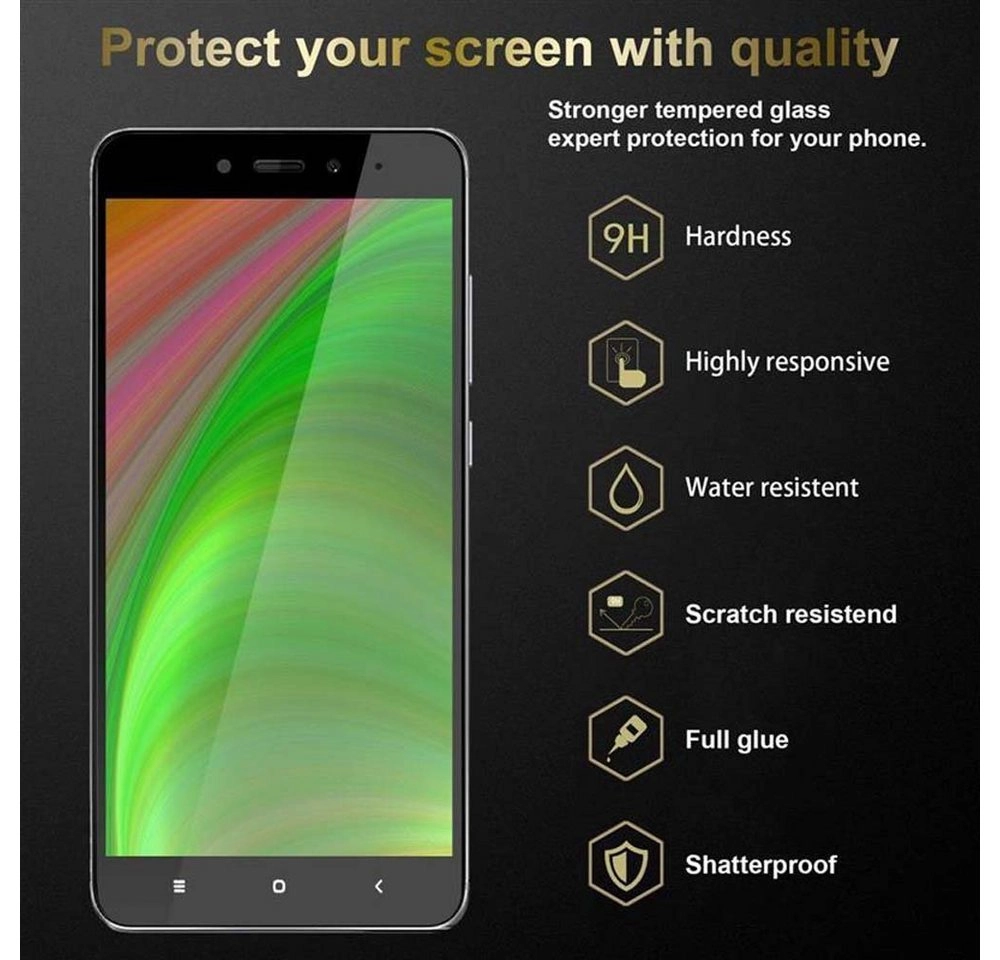 Cadorabo Vollbild Panzer Folie für Xiaomi RedMi NOTE 4 Schutzfolie in TRANSPARENT mit SCHWARZ Gehärtetes (Tempered) Display-Schutzglas in 9H Härte mit 3D Touch Kompatibilität