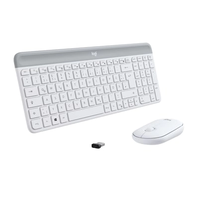 Logitech MK470 Slim Combo - kabelloses Tastatur-Maus-Set, weiß