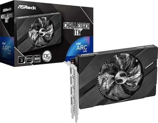 ASRock Intel Arc A380 Challenger ITX 6GB OC - A380 CLI 6GO, 6GB GDDR6, HDMI, 3x DP