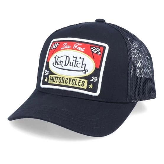 Cap Live Fast Motorcycles Black Trucker - Von Dutch - Schwarz