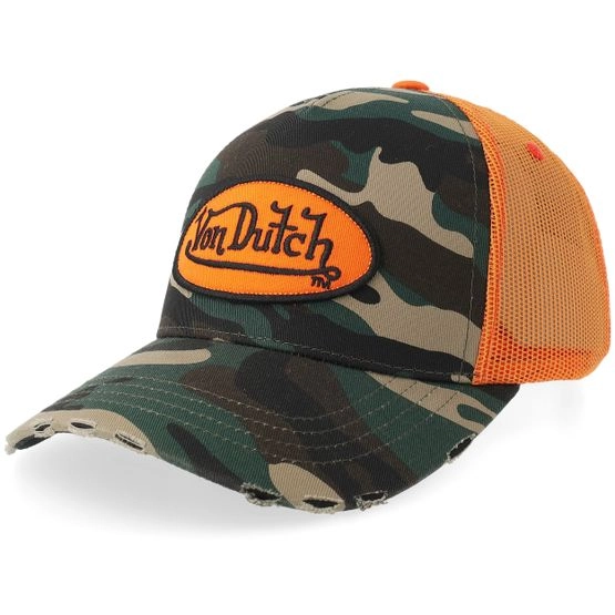 Cap Oval Patch Camo/Orange A-Frame Trucker - Von Dutch - Camo