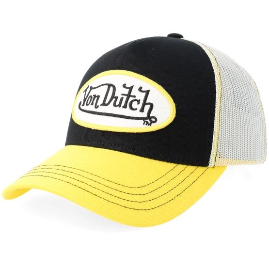 Cap Oval Patch Black/White/Yellow Trucker - Von Dutch - Schwarz