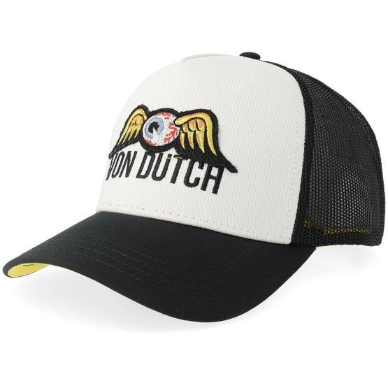 Cap Flying Eye Patch White/Black/Yellow Trucker - Von Dutch - Weiss