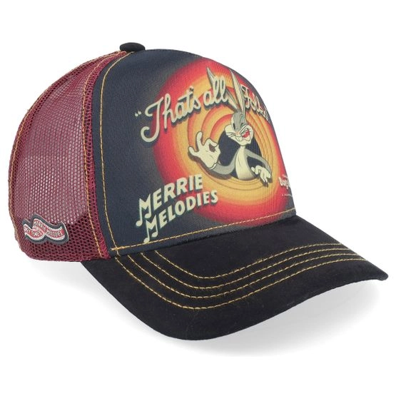 Cap Looney Tunes Thats All Folks! Black/Maroon Trucker - Capslab - Schwarz