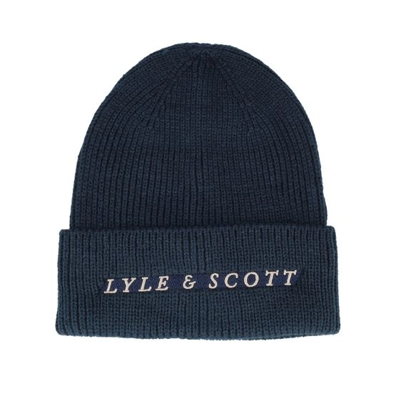 Mütze Ribbed Beanie Dark Navy Cuff - Lyle & Scott - Blau