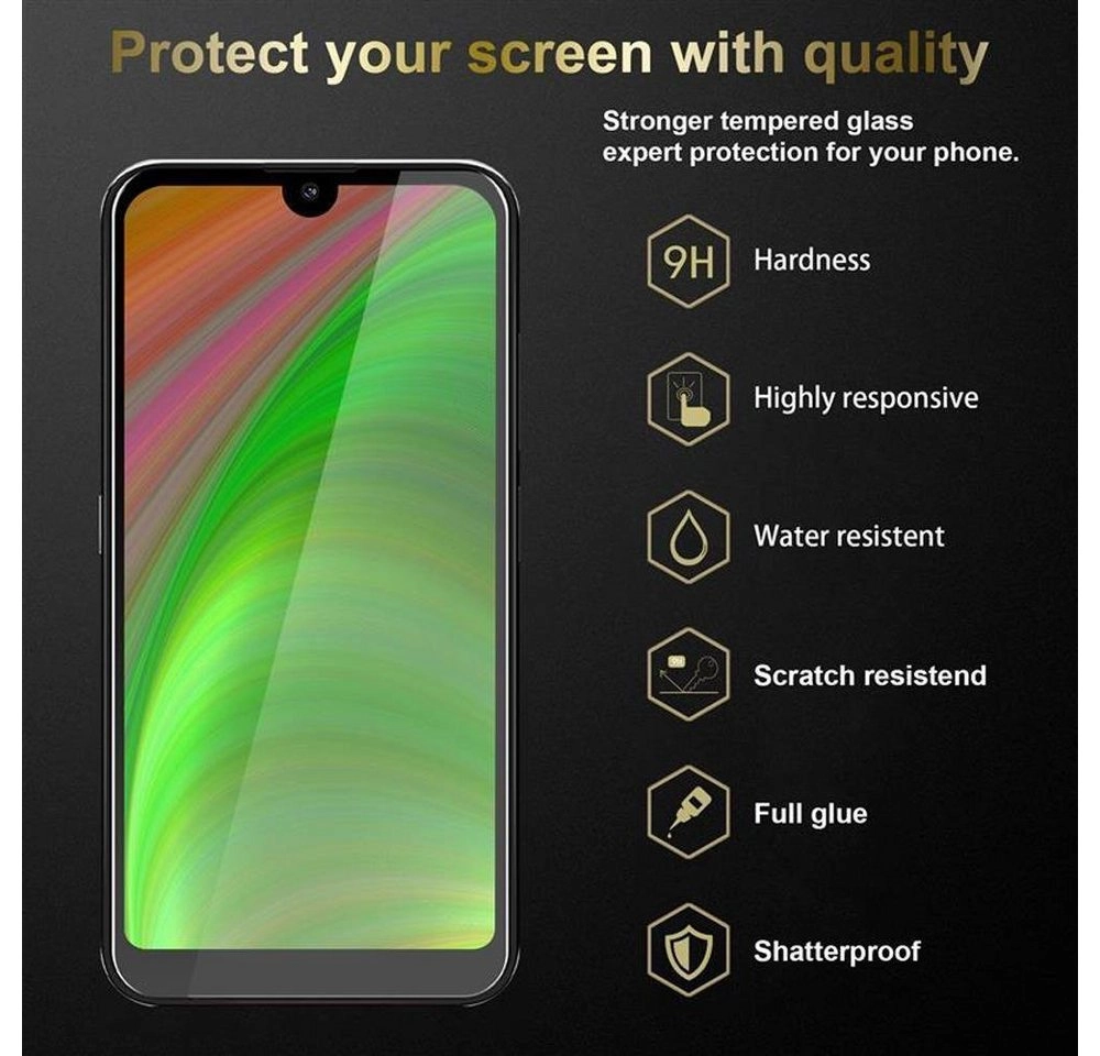 Cadorabo Vollbild Panzer Folie für Nokia 2.2 Schutzfolie in TRANSPARENT mit SCHWARZ Gehärtetes (Tempered) Display-Schutzglas in 9H Härte mit 3D Touch Kompatibilität