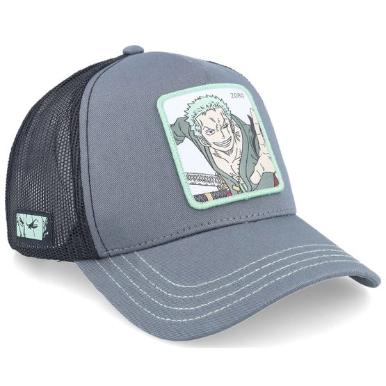 Cap One Piece Zoro Grey/Black A-Frame Trucker - Capslab - Grau