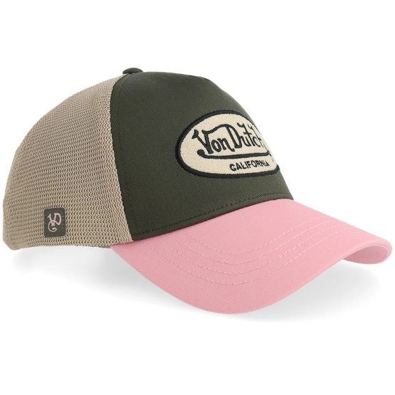 Cap Oval Patch Terry Pink/White/Green A-frame Trucker - Von Dutch - Grün