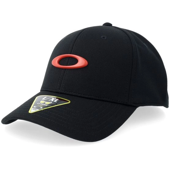 Cap Tincan Cap Pitch Black/Flame Red Stretch Fit - Oakley - Schwarz