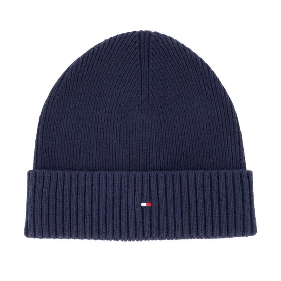 Mütze Th Flag Pima Cotton Beanie Space Blue Cuff - Tommy Hilfiger - Blau