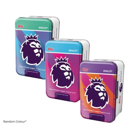 Trading Cards Flagship Premier League 2026/27 Super Tin - 1 box (Random Colour) - 50 Cards - Topps - Schwarz