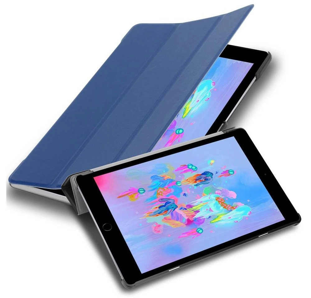 Cadorabo Tablet Hülle für Apple iPad (9,7" Zoll) 2017 / 2018 (5, Gen, und 6, Gen,) in JERSEY DUNKEL BLAU Ultra Dünne Book Style Schutzhülle mit Auto Wake Up und Standfunktion aus Kunstleder
