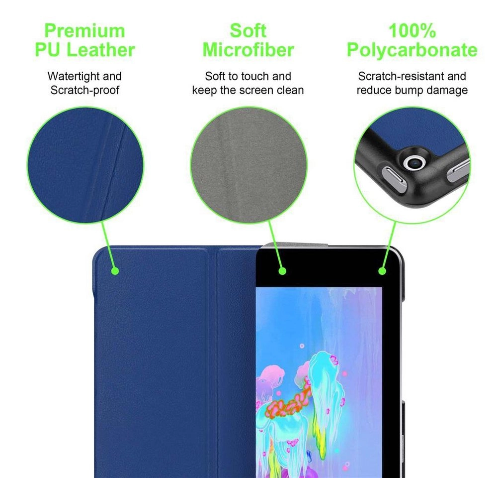 Cadorabo Tablet Hülle für Apple iPad (9,7" Zoll) 2017 / 2018 (5, Gen, und 6, Gen,) in JERSEY DUNKEL BLAU Ultra Dünne Book Style Schutzhülle mit Auto Wake Up und Standfunktion aus Kunstleder