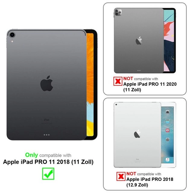 Cadorabo Tablet Hülle für Apple iPad Pro 11 2018 in SATIN SCHWARZ Ultra Dünne Book Style Schutzhülle mit Auto Wake Up und Standfunktion aus Kunstleder