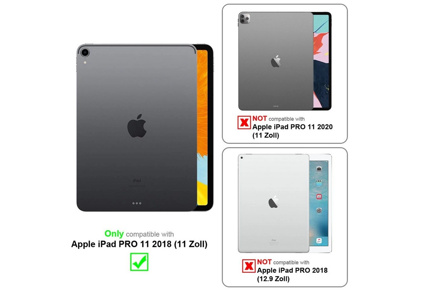 Cadorabo Tablet Hülle für Apple iPad Pro 11 2018 in SATIN SCHWARZ Ultra Dünne Book Style Schutzhülle mit Auto Wake Up und Standfunktion aus Kunstleder