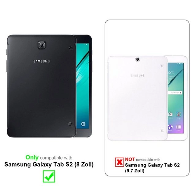 Cadorabo Tablet Hülle für Samsung Galaxy Tab S2 (8,0" Zoll) SM-T715N / T719N in JERSEY DUNKEL BLAU Ultra Dünne Book Style Schutzhülle mit Auto Wake Up und Standfunktion aus Kunstleder