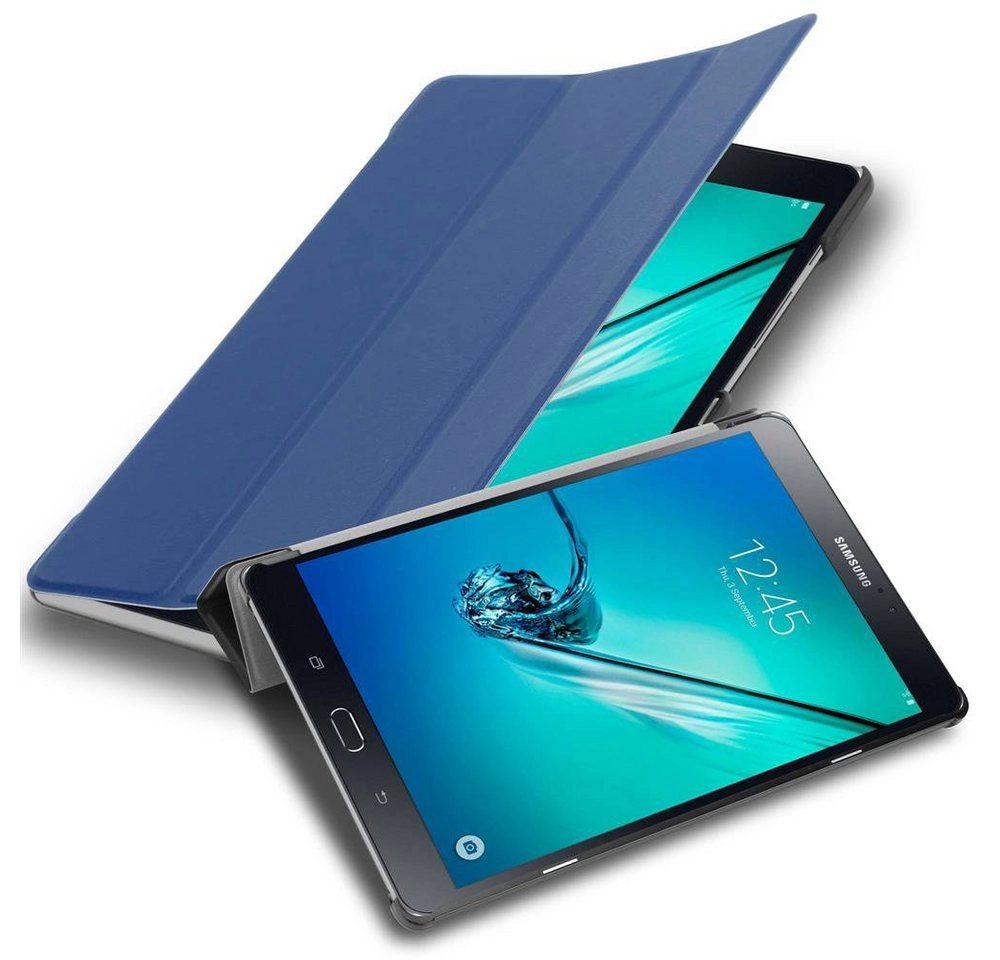 Cadorabo Tablet Hülle für Samsung Galaxy Tab S2 (8,0" Zoll) SM-T715N / T719N in JERSEY DUNKEL BLAU Ultra Dünne Book Style Schutzhülle mit Auto Wake Up und Standfunktion aus Kunstleder