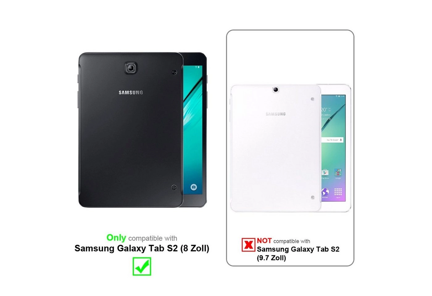 Cadorabo Tablet Hülle für Samsung Galaxy Tab S2 (8,0" Zoll) SM-T715N / T719N in JERSEY DUNKEL BLAU Ultra Dünne Book Style Schutzhülle mit Auto Wake Up und Standfunktion aus Kunstleder