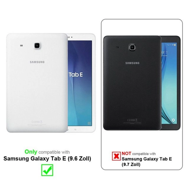 Cadorabo Tablet Hülle für Samsung Galaxy Tab E (9,6" Zoll) SM-T561 / T560 in SATIN SCHWARZ Ultra Dünne Book Style Schutzhülle OHNE Auto Wake Up und Standfunktion aus Kunstleder