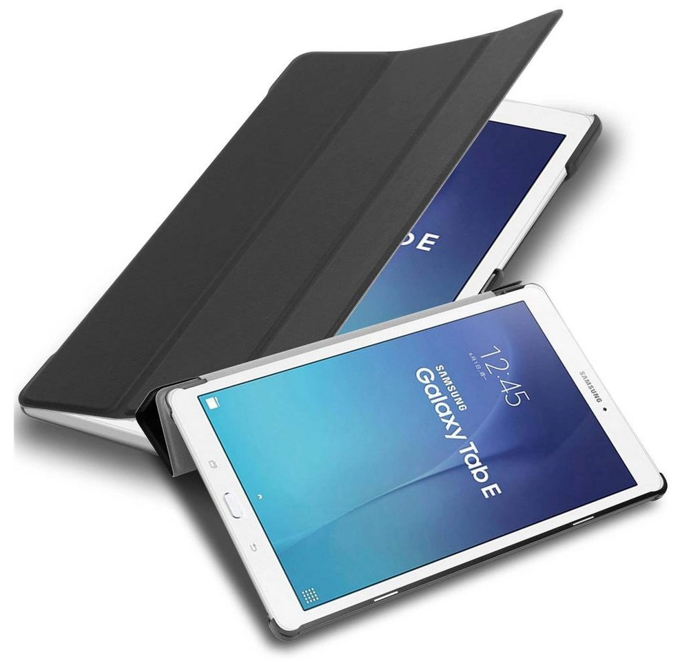 Cadorabo Tablet Hülle für Samsung Galaxy Tab E (9,6" Zoll) SM-T561 / T560 in SATIN SCHWARZ Ultra Dünne Book Style Schutzhülle OHNE Auto Wake Up und Standfunktion aus Kunstleder