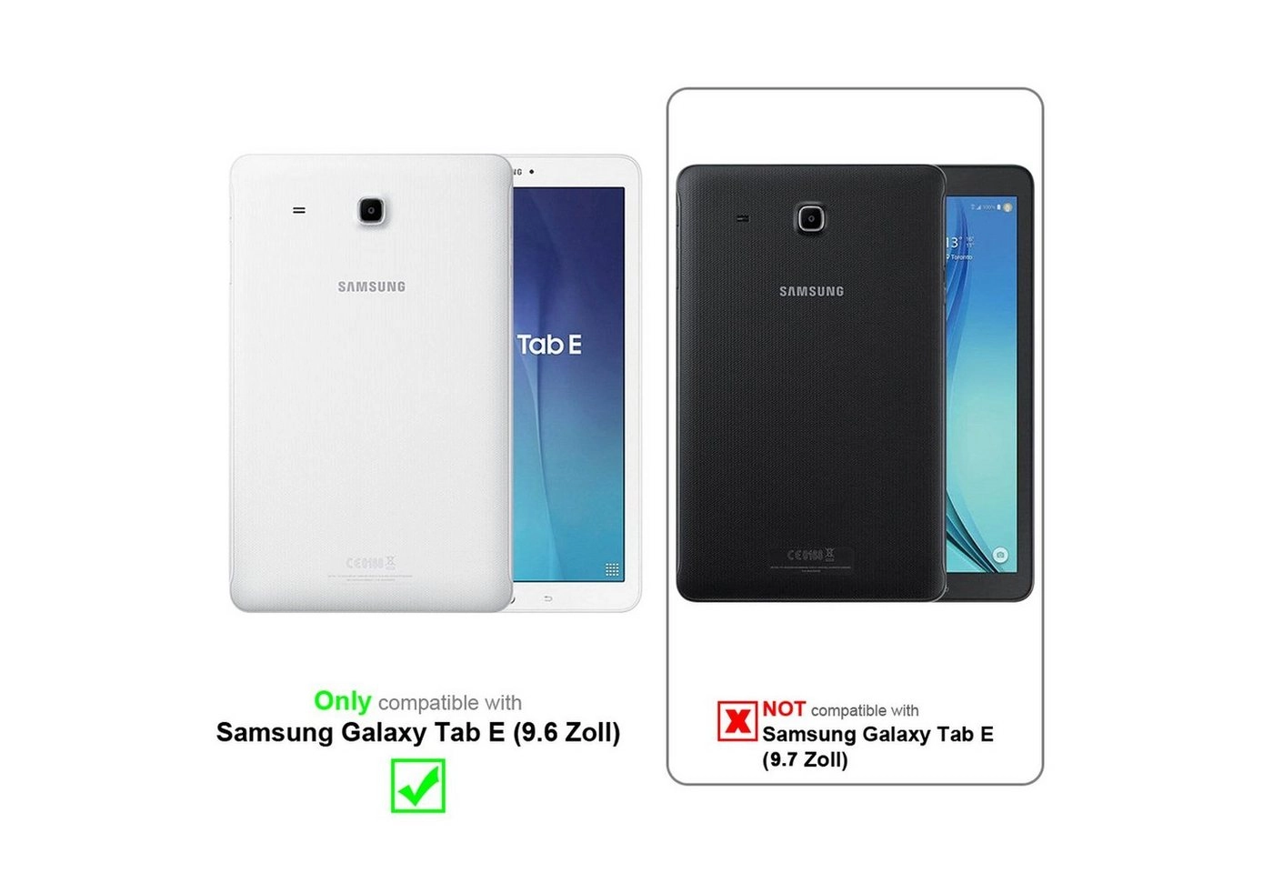 Cadorabo Tablet Hülle für Samsung Galaxy Tab E (9,6" Zoll) SM-T561 / T560 in SATIN SCHWARZ Ultra Dünne Book Style Schutzhülle OHNE Auto Wake Up und Standfunktion aus Kunstleder