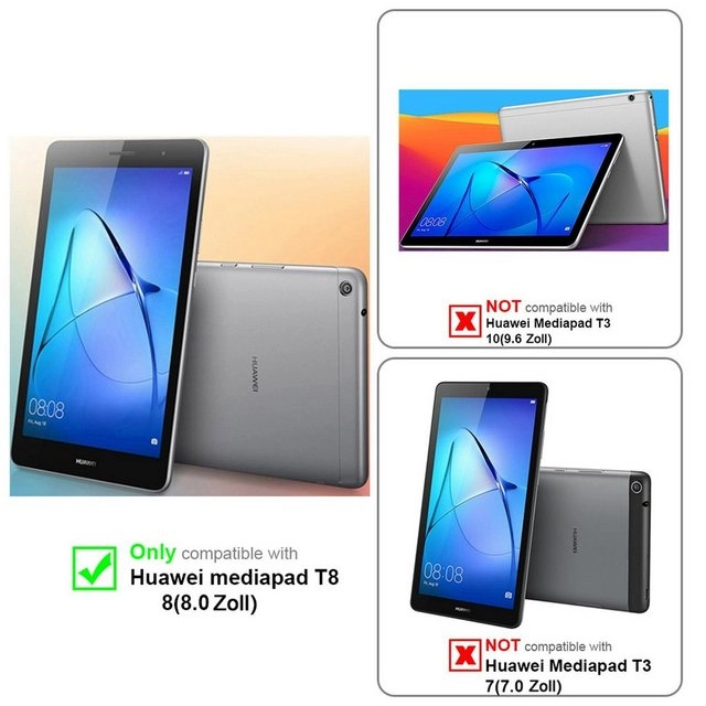 Cadorabo Tablet Hülle für Huawei MediaPad T3 8 (8,0" Zoll) in SATIN SCHWARZ Ultra Dünne Book Style Schutzhülle OHNE Auto Wake Up und Standfunktion aus Kunstleder