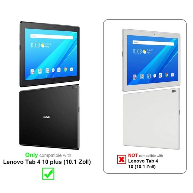 Cadorabo Tablet Hülle für Lenovo Tab 4 10 PLUS (10,1" Zoll) in SATIN SCHWARZ Ultra Dünne Book Style Schutzhülle mit Auto Wake Up und Standfunktion aus Kunstleder