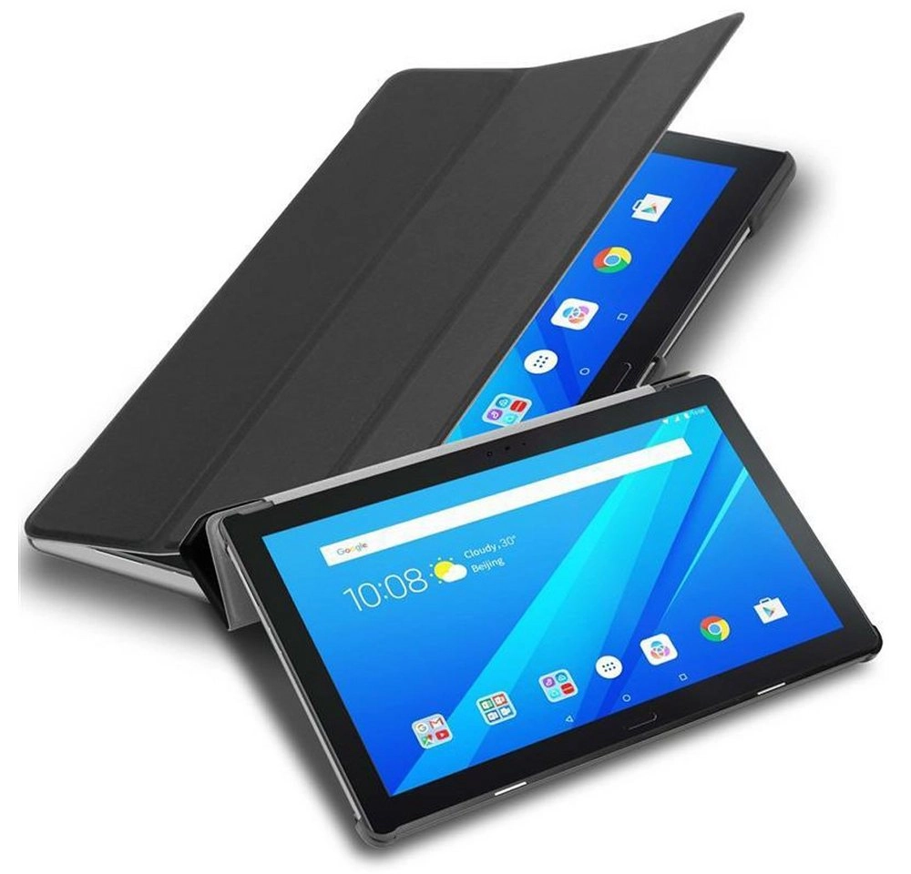 Cadorabo Tablet Hülle für Lenovo Tab 4 10 PLUS (10,1" Zoll) in SATIN SCHWARZ Ultra Dünne Book Style Schutzhülle mit Auto Wake Up und Standfunktion aus Kunstleder