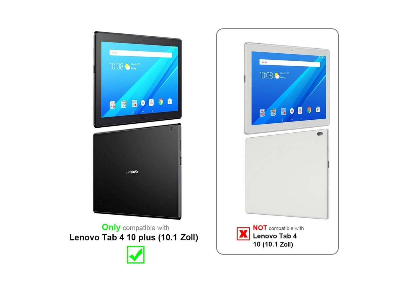 Cadorabo Tablet Hülle für Lenovo Tab 4 10 PLUS (10,1" Zoll) in SATIN SCHWARZ Ultra Dünne Book Style Schutzhülle mit Auto Wake Up und Standfunktion aus Kunstleder