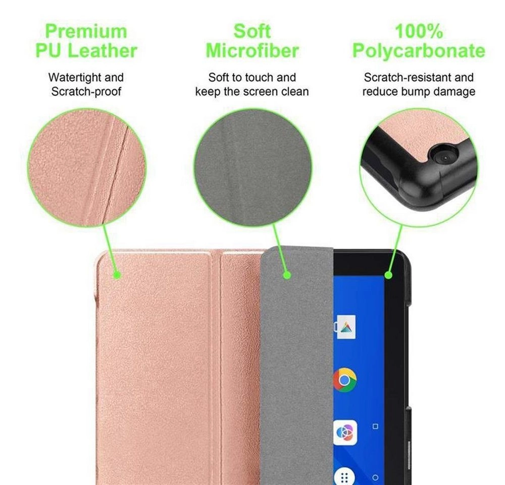 Cadorabo Tablet Hülle für Lenovo Tab M10 (10,1" Zoll) in PASTELL ROSÉ GOLD Ultra Dünne Book Style Schutzhülle OHNE Auto Wake Up und Standfunktion aus Kunstleder