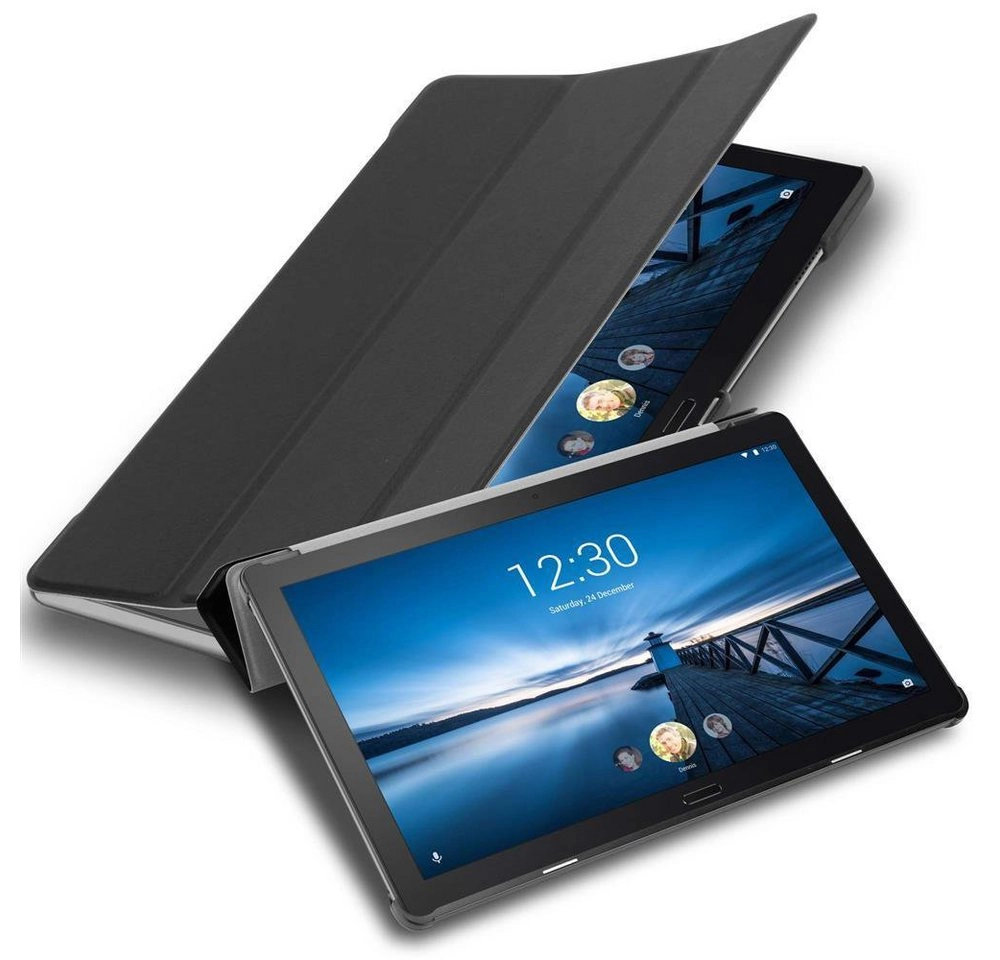 Cadorabo Tablet Hülle für Lenovo Tab P10 (10,1" Zoll) in SATIN SCHWARZ Ultra Dünne Book Style Schutzhülle mit Auto Wake Up und Standfunktion aus Kunstleder