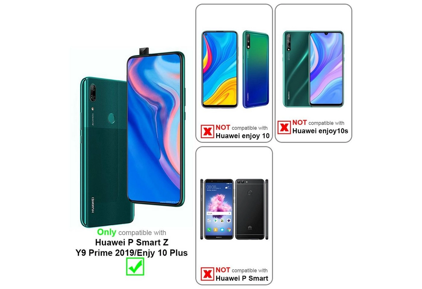 Cadorabo Panzer Folie für Huawei P SMART Z Schutzfolie in KRISTALL KLAR Gehärtetes (Tempered) Display-Schutzglas in 9H Härte mit 3D Touch Kompatibilität
