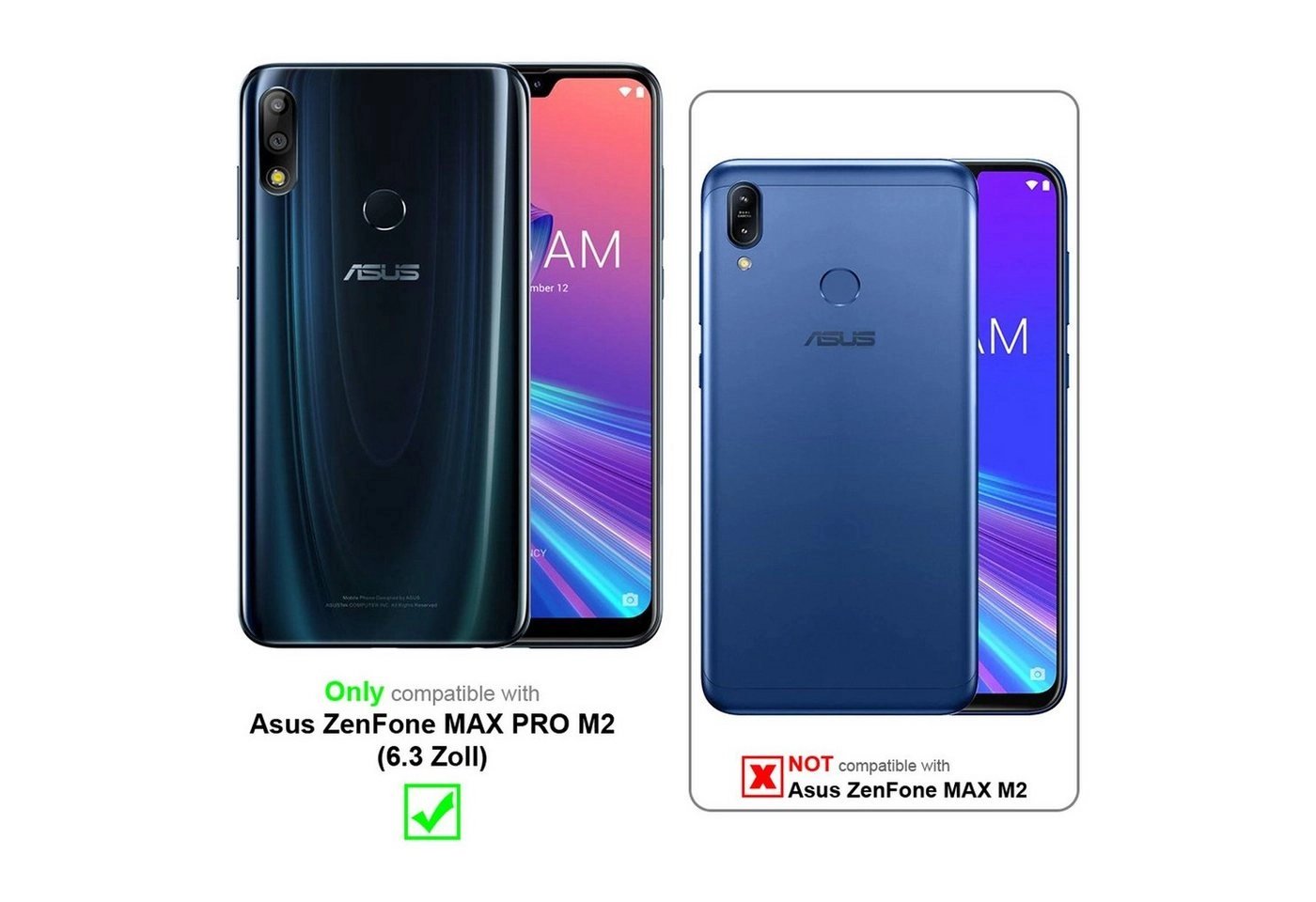 Cadorabo Panzer Folie für Asus ZenFone Max PRO M2 (6,3" Zoll) Schutzfolie in KRISTALL KLAR Gehärtetes (Tempered) Display-Schutzglas in 9H Härte mit 3D Touch Kompatibilität