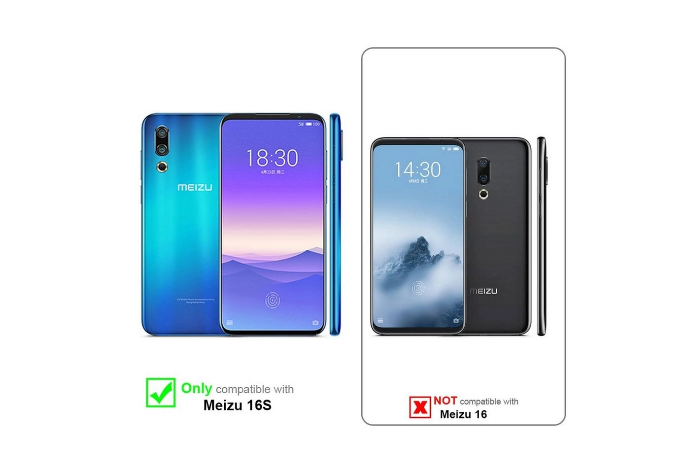 Cadorabo Panzer Folie für MEIZU 16S Schutzfolie in KRISTALL KLAR Gehärtetes (Tempered) Display-Schutzglas in 9H Härte mit 3D Touch Kompatibilität