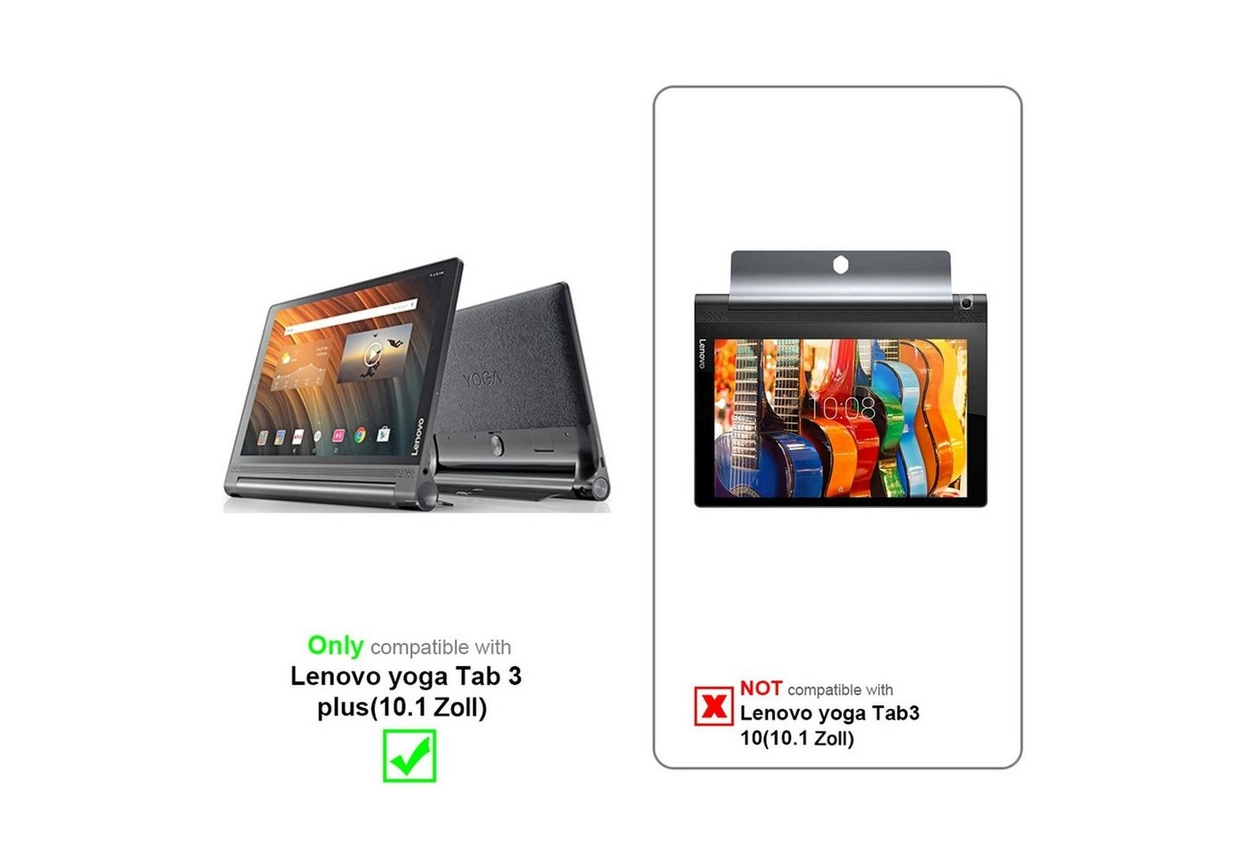 Cadorabo Panzer Folie für Lenovo Yoga Tab 3 Plus (10.1" Zoll) Schutzfolie in KRISTALL KLAR Gehärtetes (Tempered) Display-Schutzglas in 9H Härte mit 3D Touch Kompatibilität
