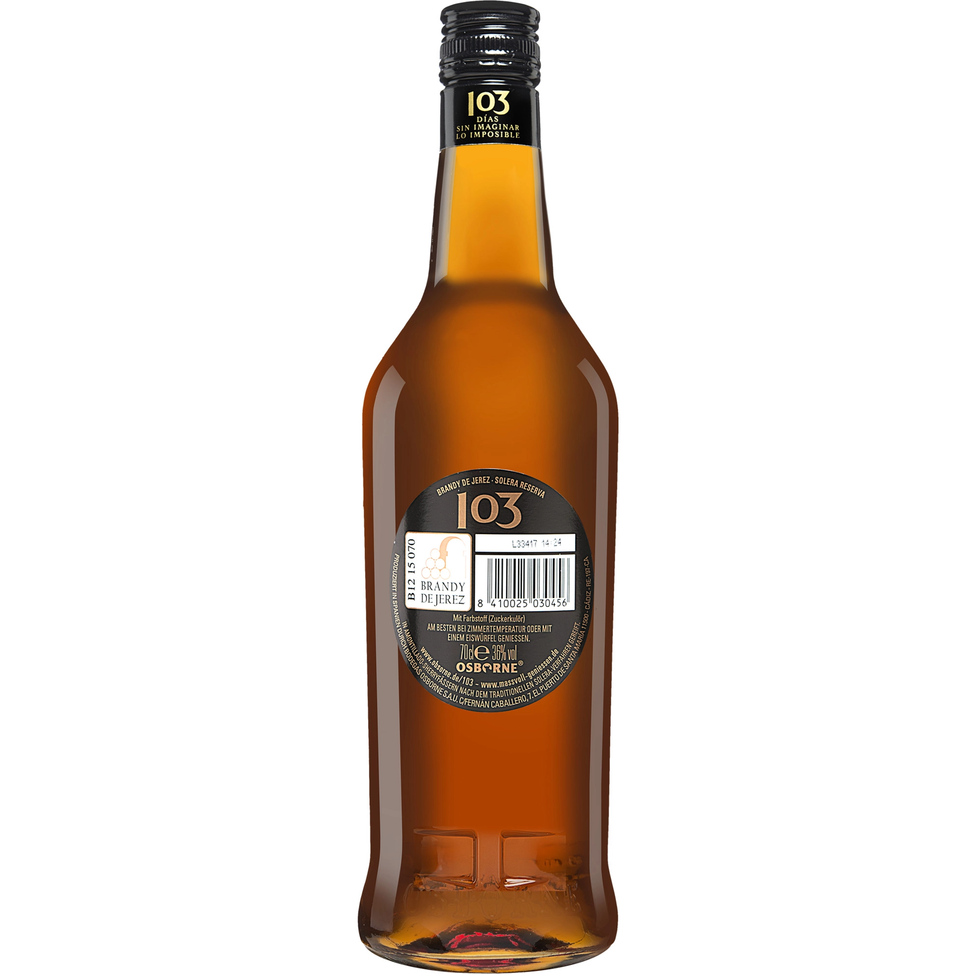 Brandy Osborne »103« Etiqueta Negra Solera Reserva - 0,7 L.  0.7L 37% Vol. Brandy aus Spanien