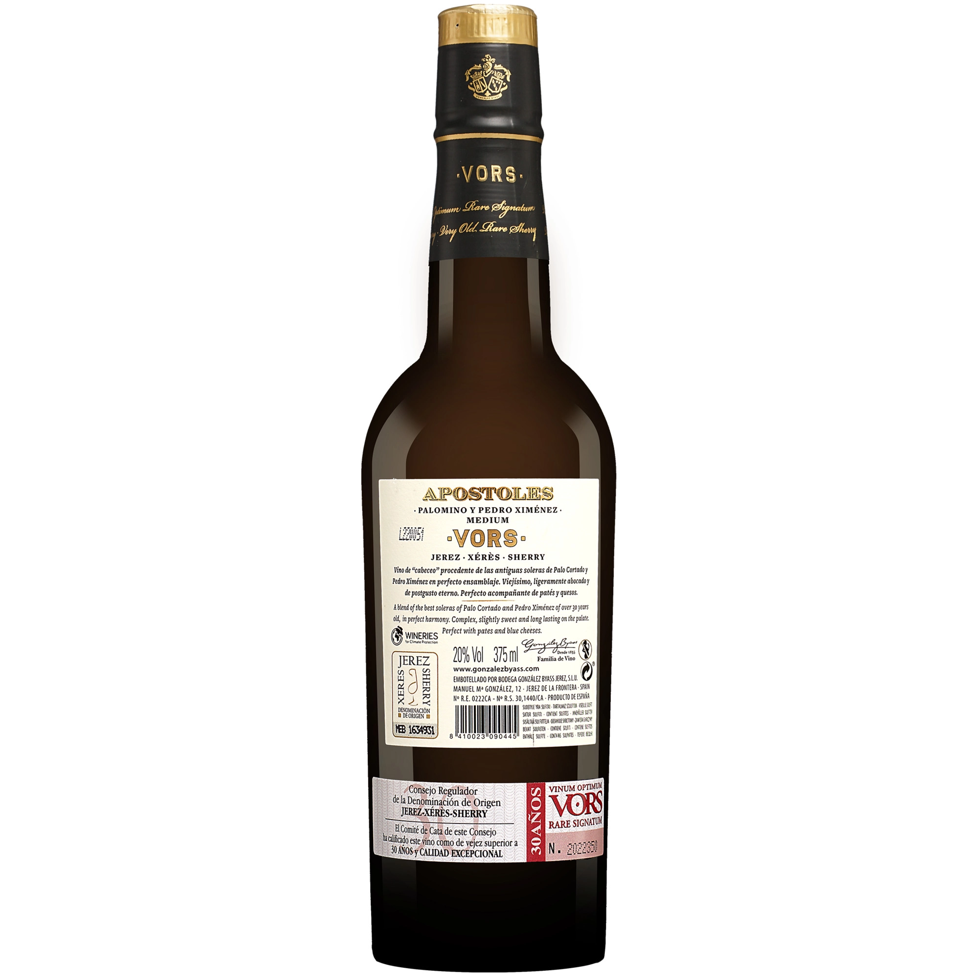 González Byass V.O.R.S. 30 Años Palo Cortado Medium »Apóstoles« - 0,375 L  0.375L 20% Vol. Halbtrocken aus Spanien
