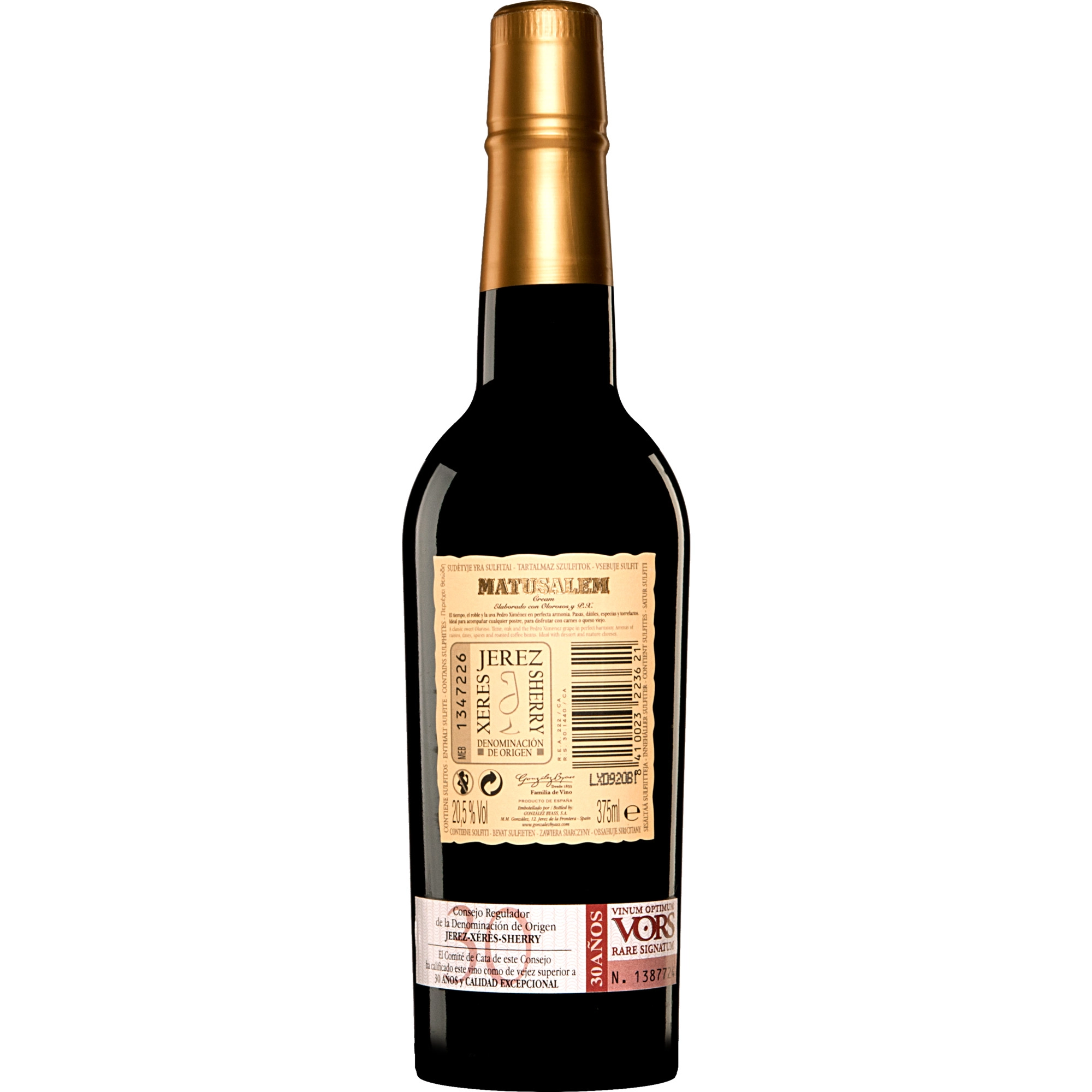 González Byass V.O.R.S. 30 Años Cream »Matusalem« - 0,375 L  0.375L 20.5% Vol. Süß aus Spanien