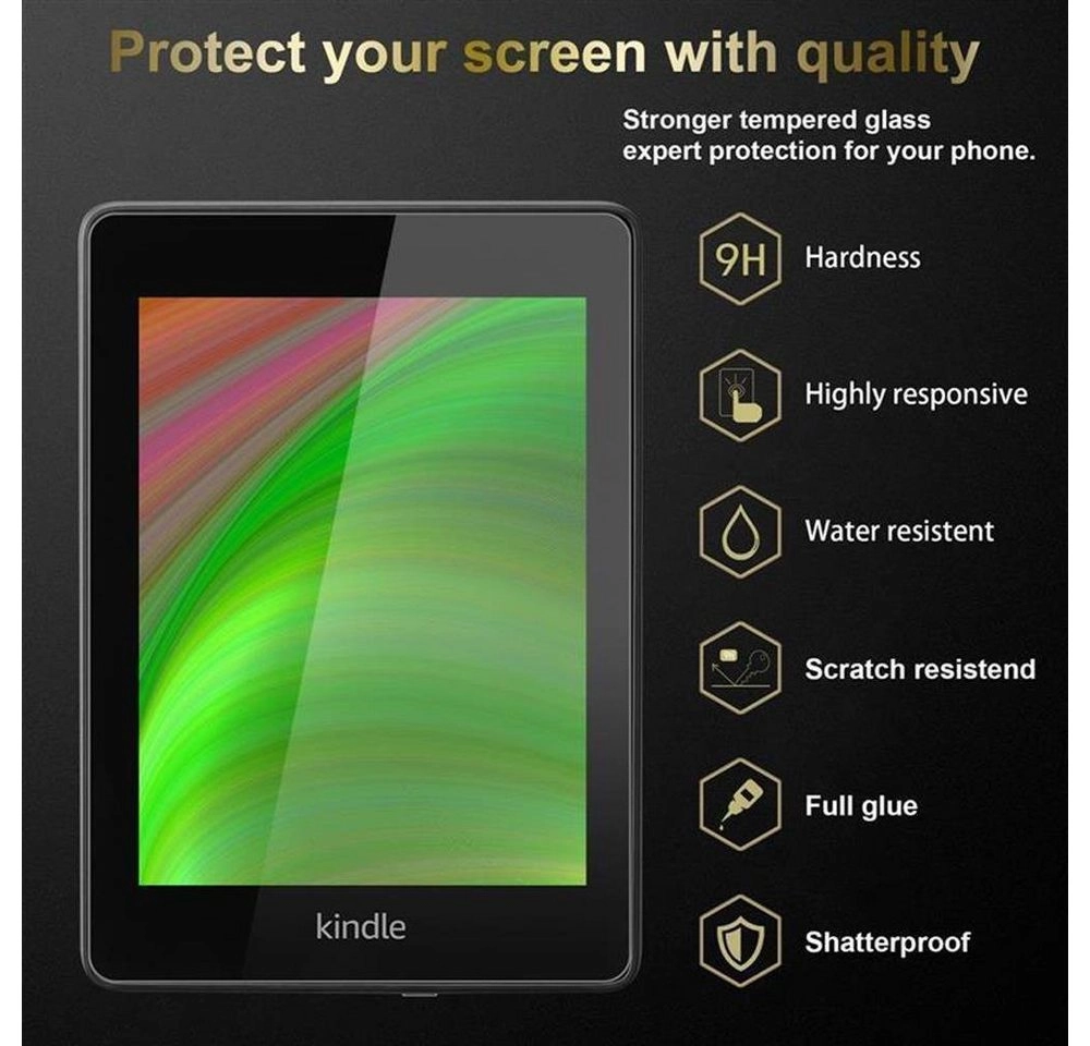 Cadorabo Panzer Folie für Kindle Paperwhite 2018 (10. Gen.) Schutzfolie in KRISTALL KLAR Gehärtetes (Tempered) Display-Schutzglas in 9H Härte mit 3D Touch Kompatibilität