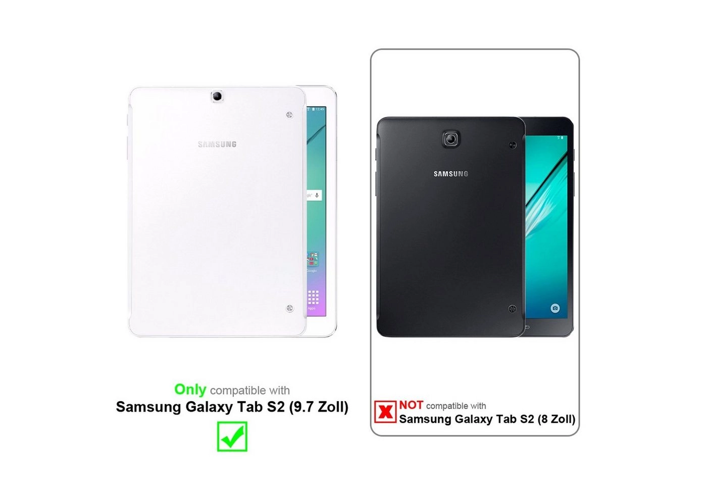 Cadorabo Tablet Hülle für Samsung Galaxy Tab S2 (9,7" Zoll) SM-T815N / T813N / T819N in PILZ BRAUN Book Style Schutzhülle OHNE Auto Wake Up mit Standfunktion und Gummiband Verschluss